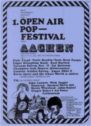Golden Earring mentioned at show poster Open Air Festival Aachen July 10, 1970